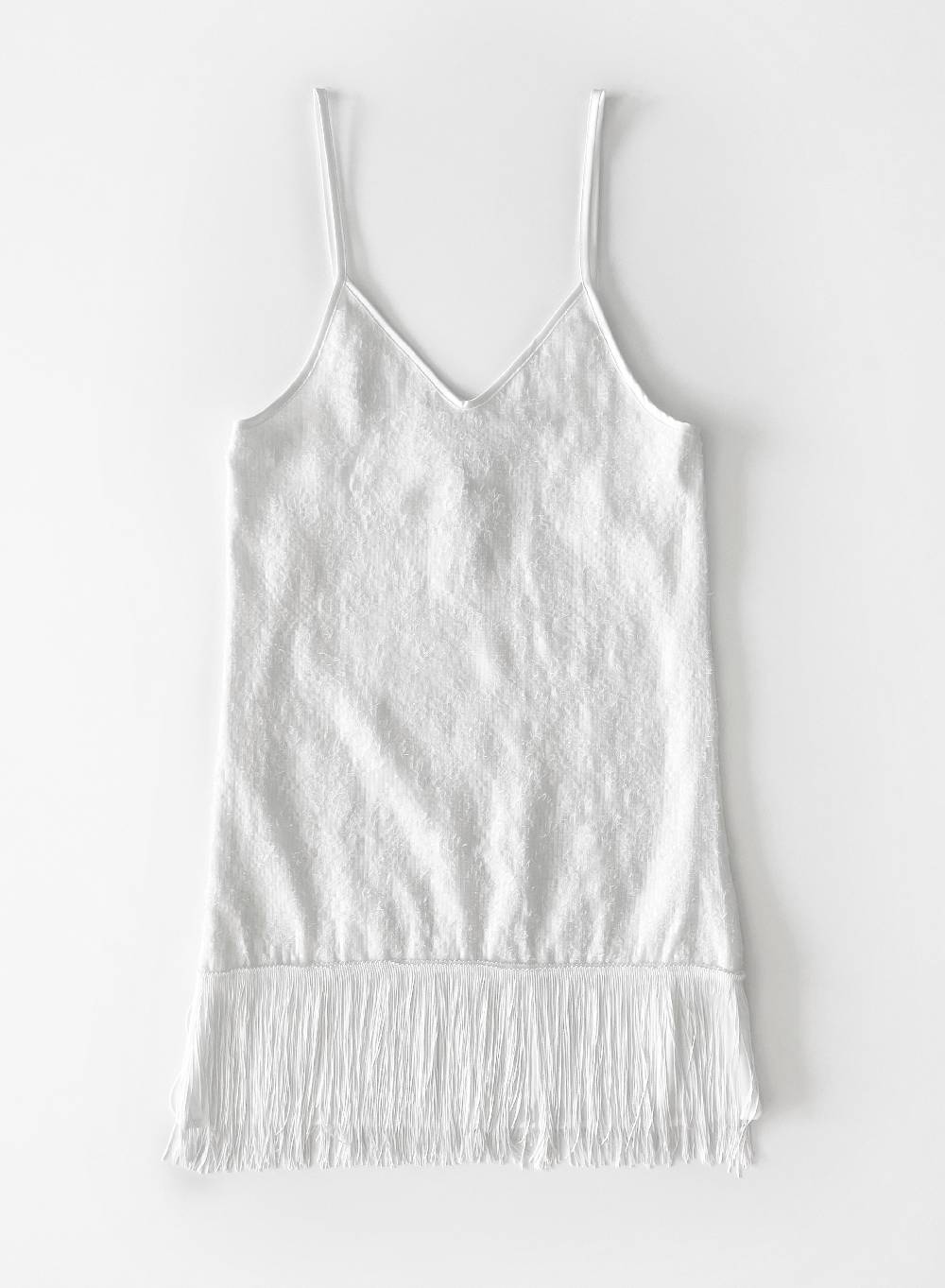 Le Volière MADISON Vestito di paillettes bianco con frange In Linea