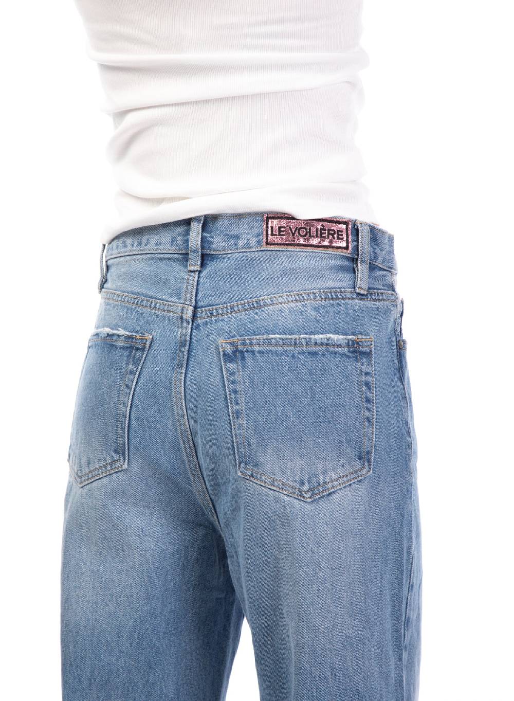 Le Volière Pantalone in denim con catene Prezzo Ridotto