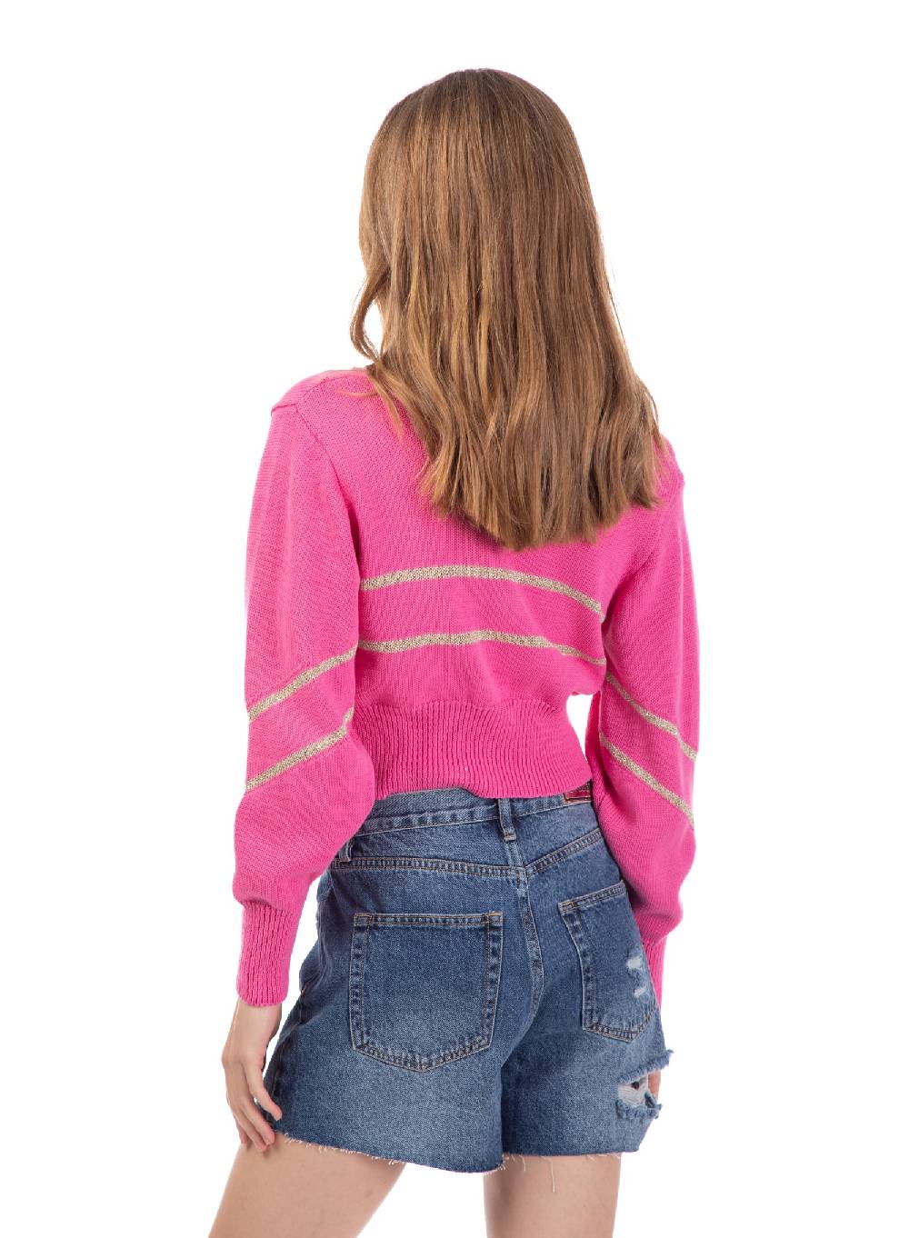 Le Volière Cardigan di cotone fucsia Sconto