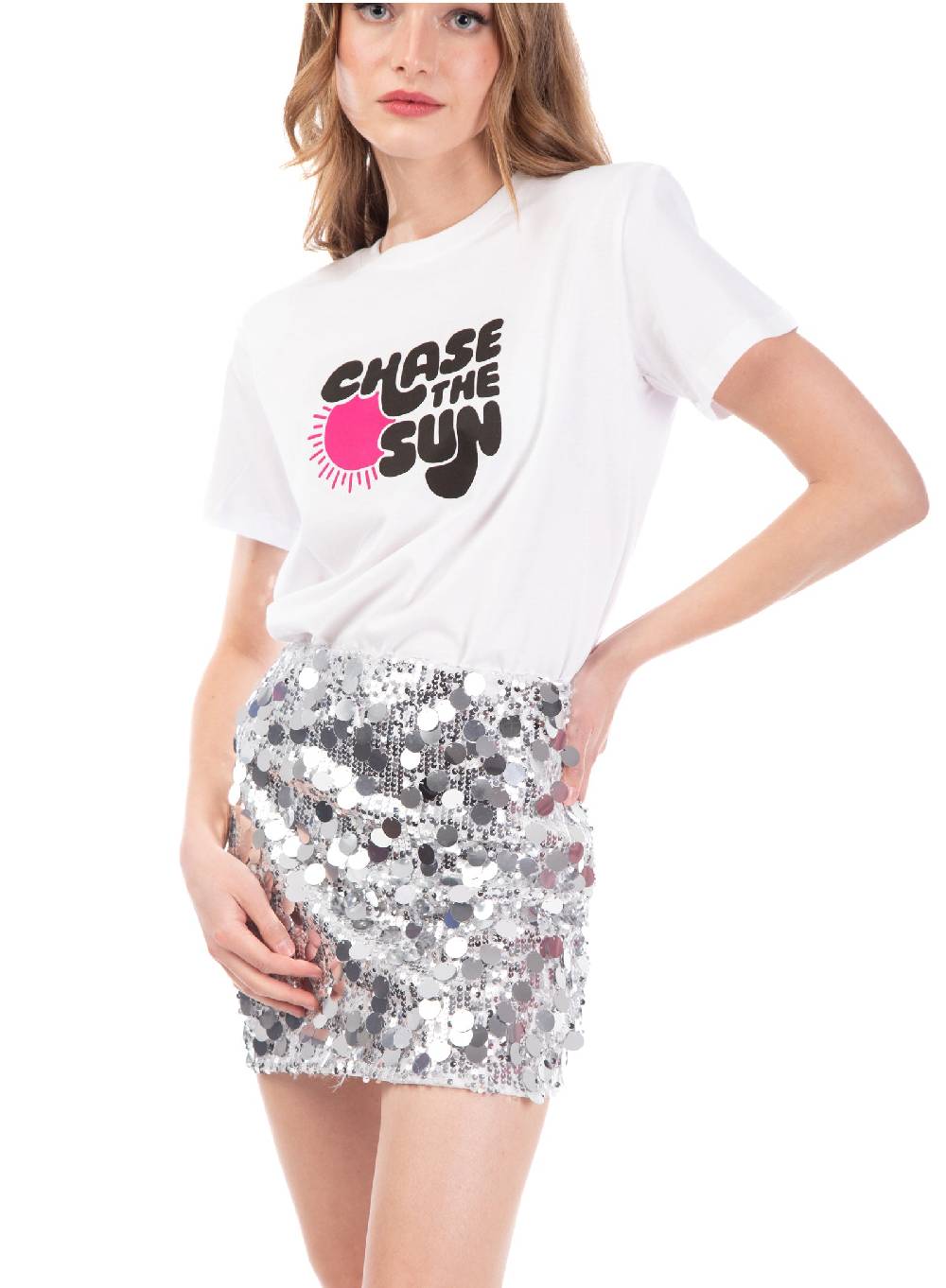 Le Volière T-shirt bianca 'Chase the sun' Online
