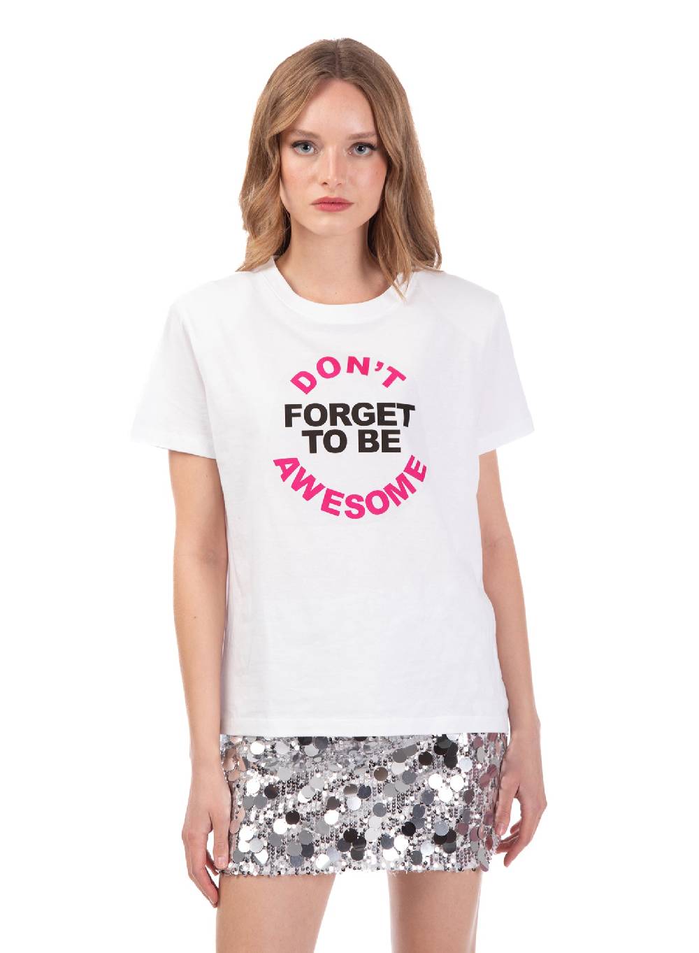 Le Volière T-shirt bianca 'Don't forget to be awesome' Outlet