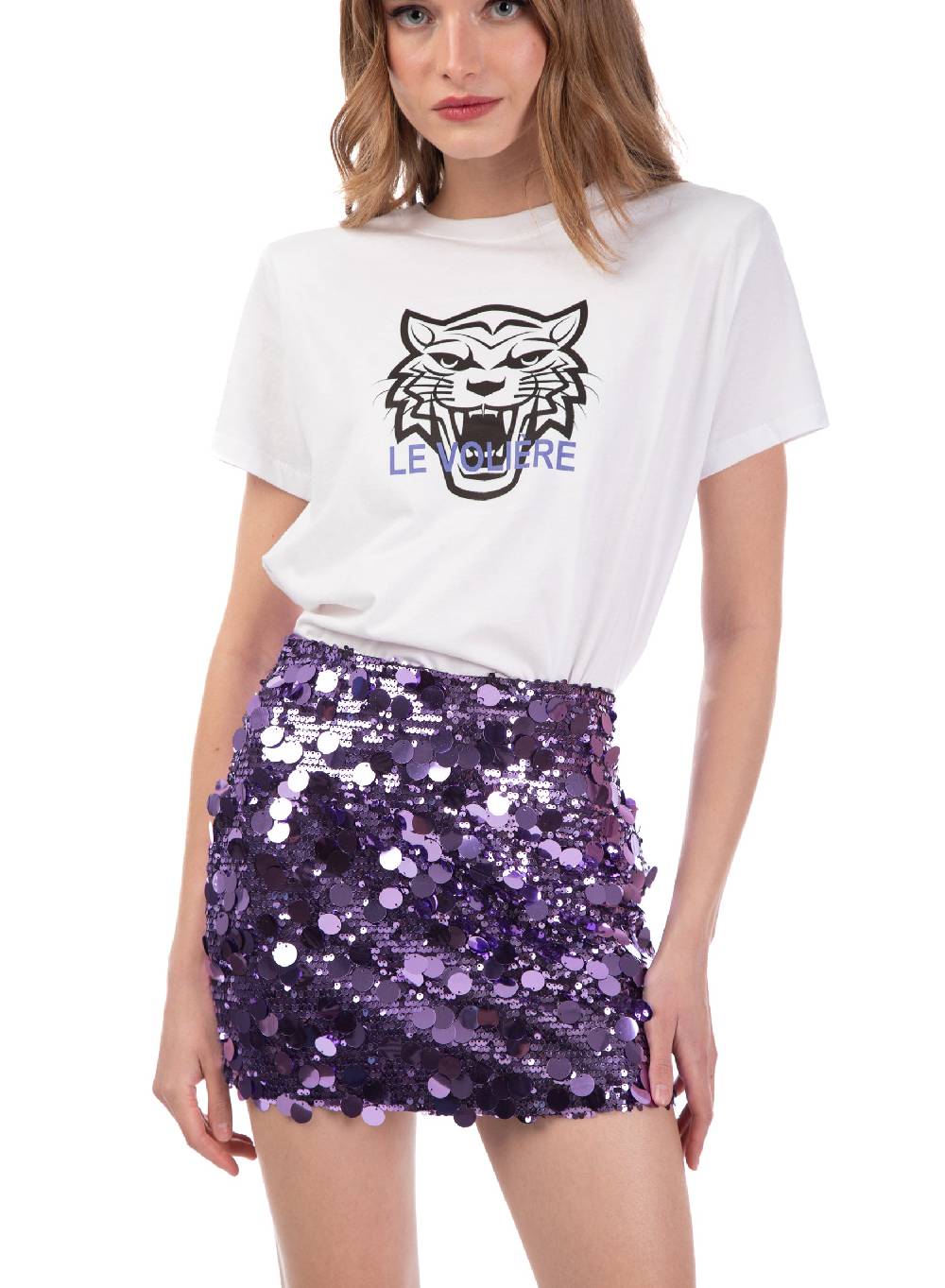 Le Volière T-shirt bianca con tigre stampata Offerte