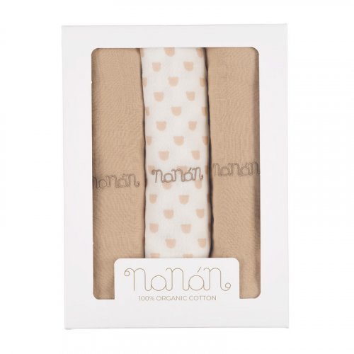 Nanán Set 3 pz mussola beige 80x80 cm Soddisfazione Garantita