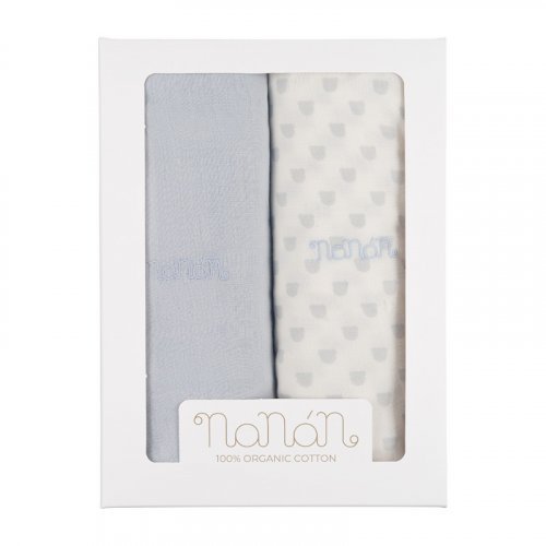 Nanán Set 2 pz mussola azzurro 120x120 cm Negozi Online