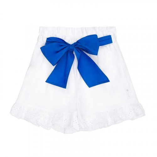 Nanán Shorts bianchi con fiocco blu Spedizione Gratuita