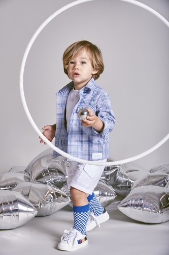 Nanán Giacca/camicia scozzese blu 50% di sconto per tempo limitato