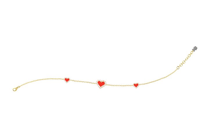 Nanán Bracciale Cuori Rossi Argento I Più Venduti