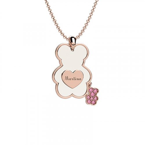 Nanán Pendente Orso Ceramica-Oro 9Kt Rosa Convenienza