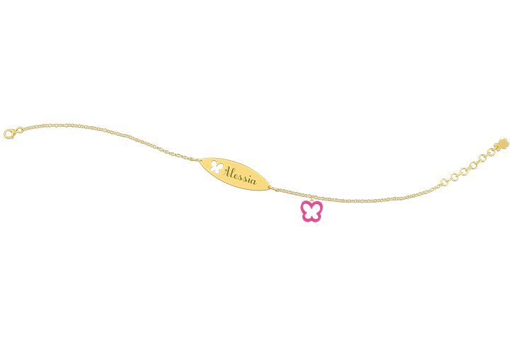 Nanán Bracciale con Targhetta - Charms farfalla rosa Saldi Di Fabbrica