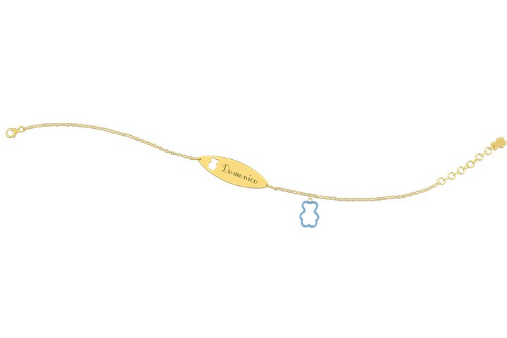 Nanán Bracciale con Targhetta - Charms orsetto azzurro Vendite Flash