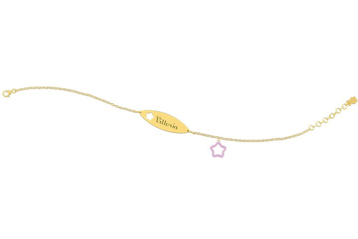 Nanán Bracciale con Targhetta - Charms stella rosa Nuova