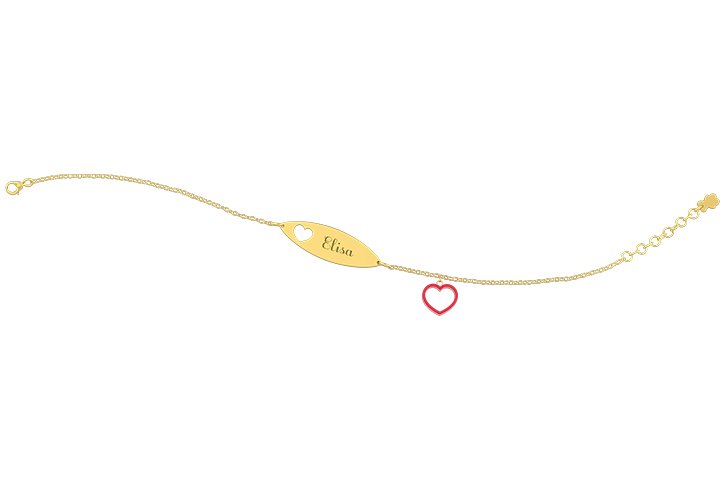 Nanán Bracciale con Targhetta - Charms cuore rossa Moda