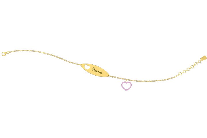 Nanán Bracciale con Targhetta - Charms cuore rosa Spedizione gratuita