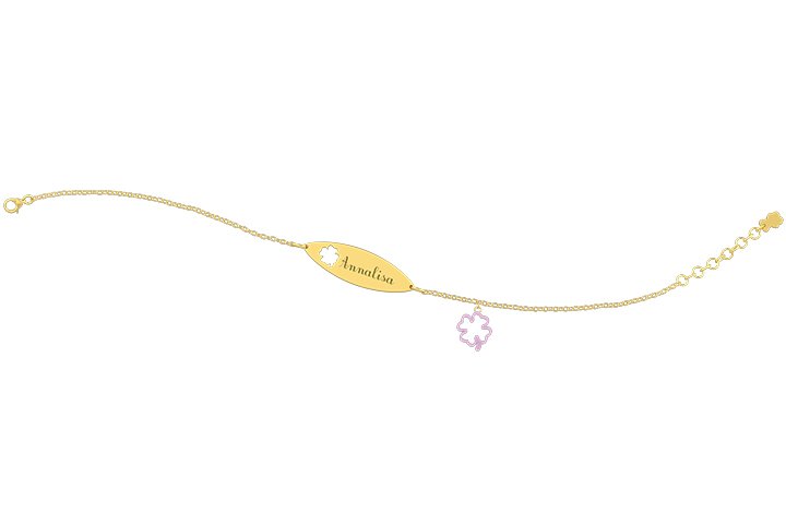 Nanán Bracciale con Targhetta - Charms quadrifoglio rosa Negozio online di fabbrica