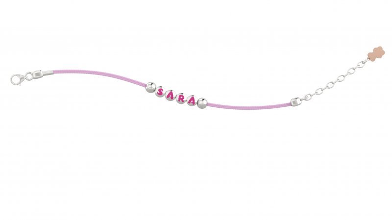 Nanán Spilla Portaciuccio con cordino rosa - Ag 925 Offerte giornaliere