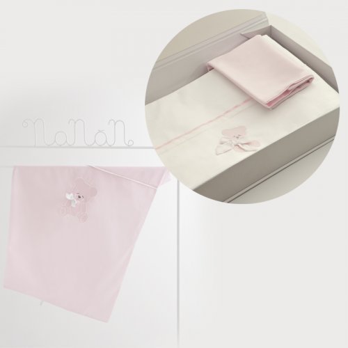 Nanán Gift Promo: Set Lenzuola carrozzina + Copertina carrozzina ROSA Saldi