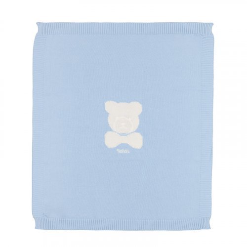 Nanán Coperta in filo azzurro con orso Nuovi prodotti