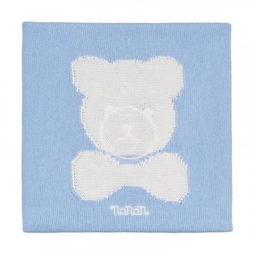 Nanán Coperta in filo azzurro con orso Nuovi prodotti