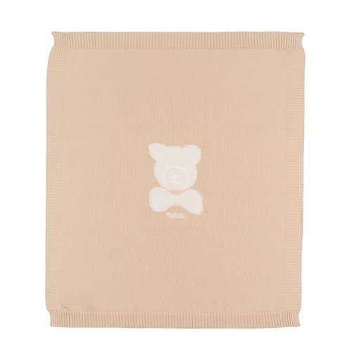 Nanán Coperta in filo beige con orso Bestseller