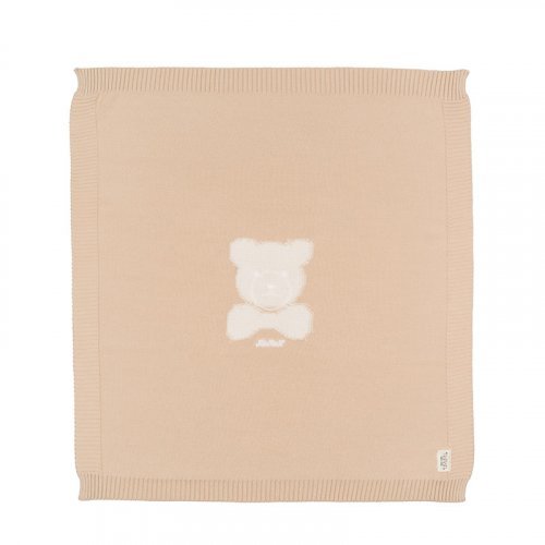 Nanán Coperta in filo beige con orso Bestseller