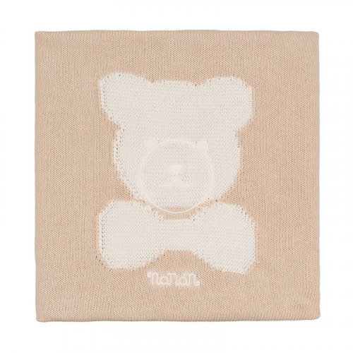 Nanán Coperta in filo beige con orso Bestseller