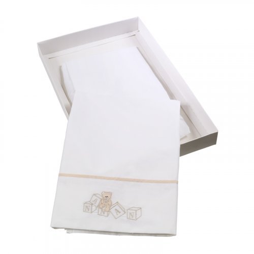 Nanán Set Lenzuola Carrozzina 3 Pz Dadini Bianco Fino al 50% di sconto