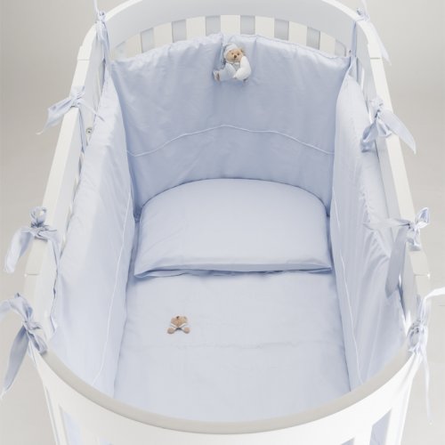 Nanán Set Piumone e Paracolpi 4pz per Lettino Ovale -Puccio Azzurro Duty-free