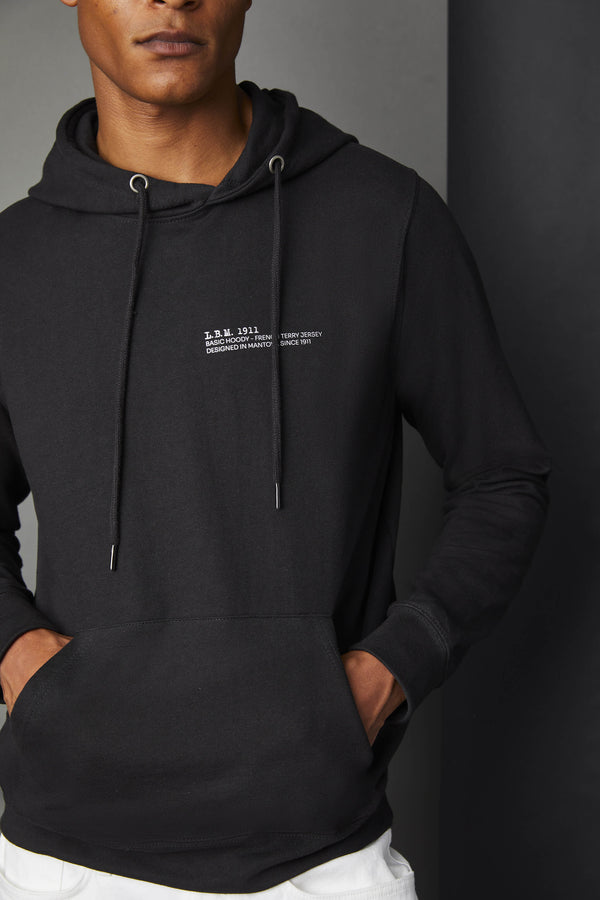 L.B.M. 1911 Felpa con cappuccio nera con logo Felpa con cappuccio nera con logo Economico