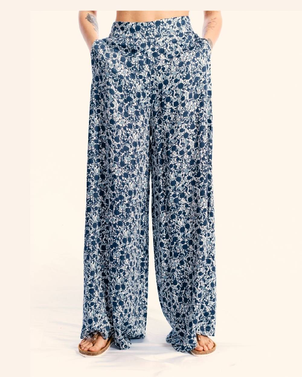 Ordi.to Accessori PANTALONE MATILDE - STAMPA AZALEA BLU Offerte