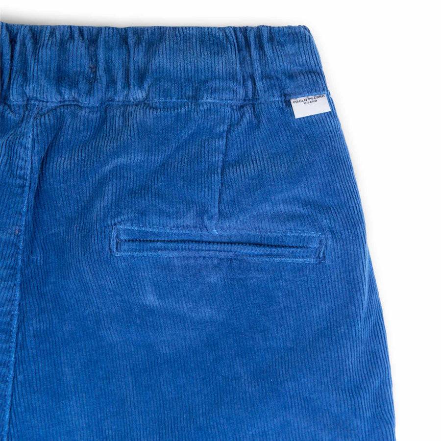Paolo Pecora Pantaloni Chino Coulisse di Velluto Bluette Sostegno trimestrale