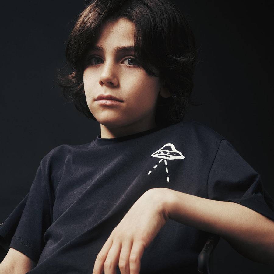 Paolo Pecora T-shirt in Jersey Blu Navy "Navicella Spaziale" by Pietro Terzini Sconto