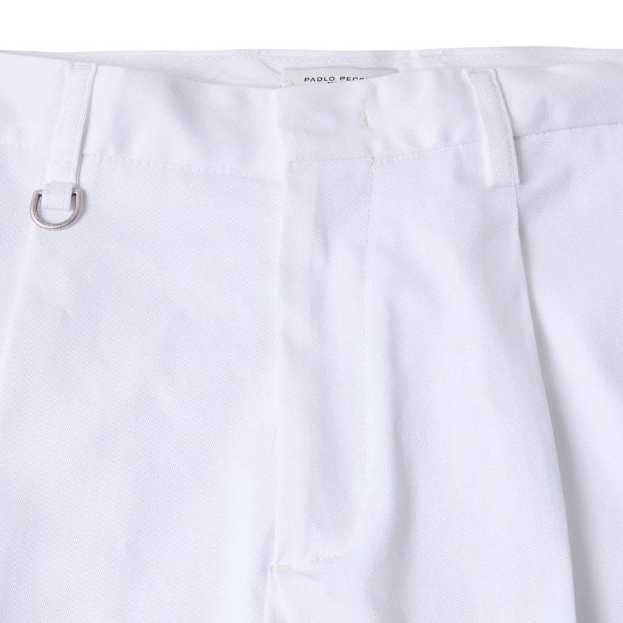 Paolo Pecora Chino Sartoriale in Gabardina di Cotone - Bianco Offerta Pasqua