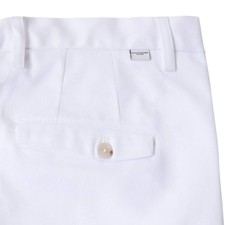 Paolo Pecora Chino Sartoriale in Gabardina di Cotone - Bianco Offerta Pasqua