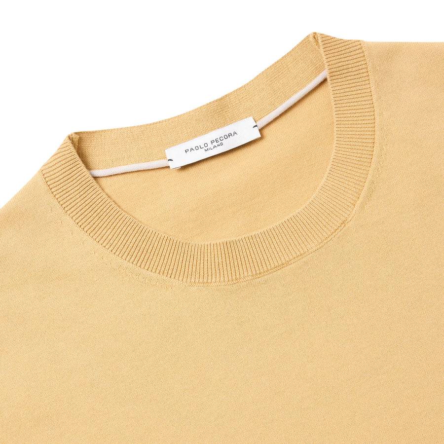 Paolo Pecora Maglia Girocollo in Puro Cotone Extrafine - Curry Offerta Giorno del Papà