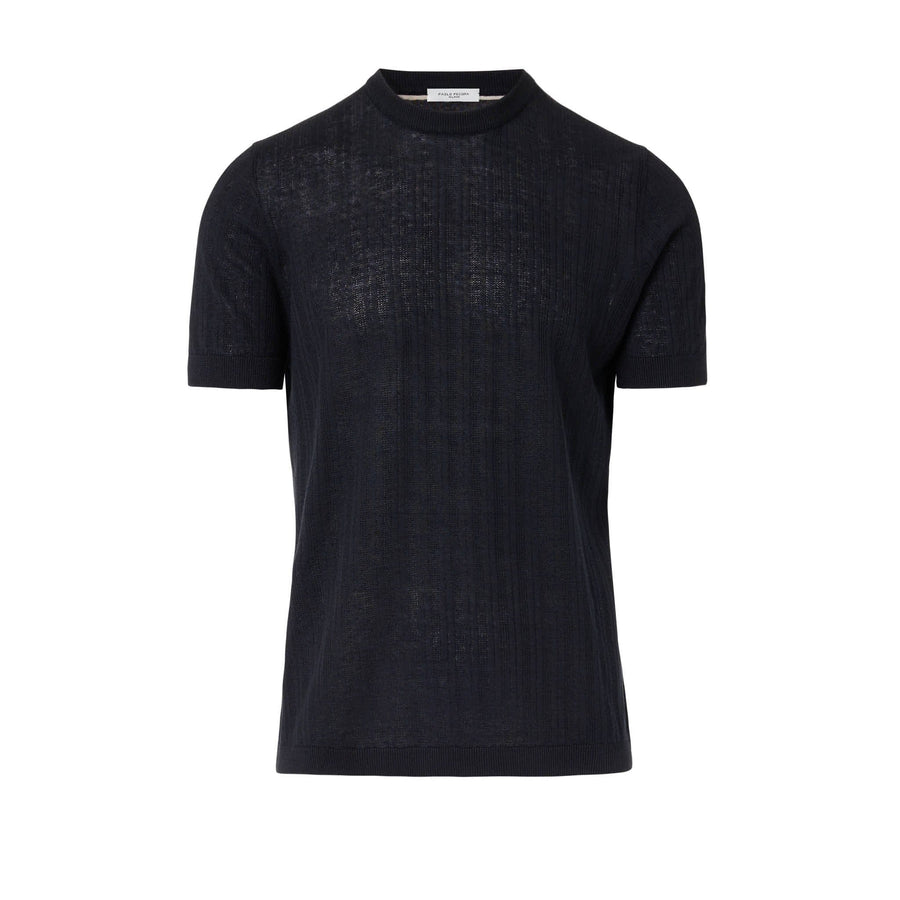 Paolo Pecora Maglia Manica Corta in Lino Cotone Extrafine - Nero Hotsell