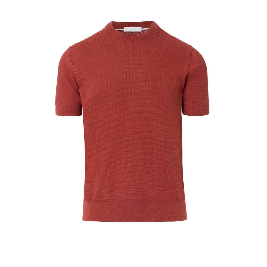 Paolo Pecora Maglia Puro Cotone Extrafine - Rosso Granata Vendita Calda