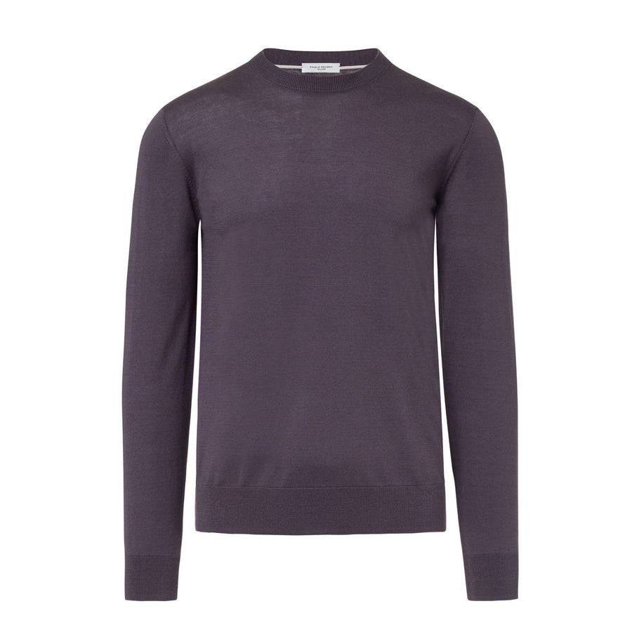 Paolo Pecora Maglia Manica Lunga in Seta Cotone Extrafine - Grigio Antracite Saldi Di Fabbrica