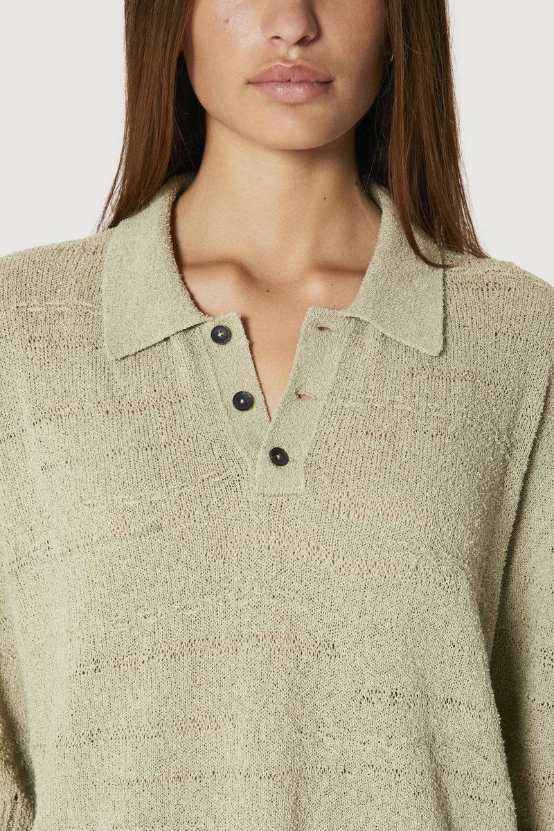 Paura ADAM KNIT POLO SHIRT SAGE Pezzi Unici
