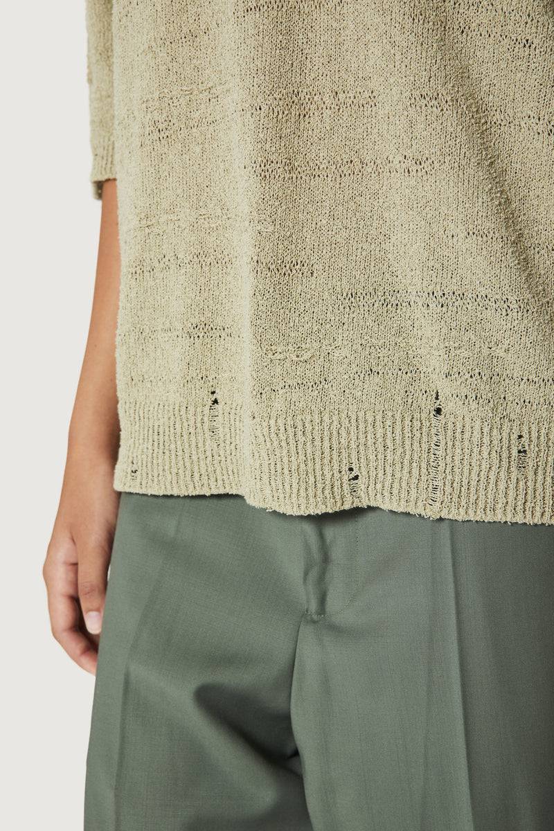 Paura ADAM KNIT POLO SHIRT SAGE Pezzi Unici