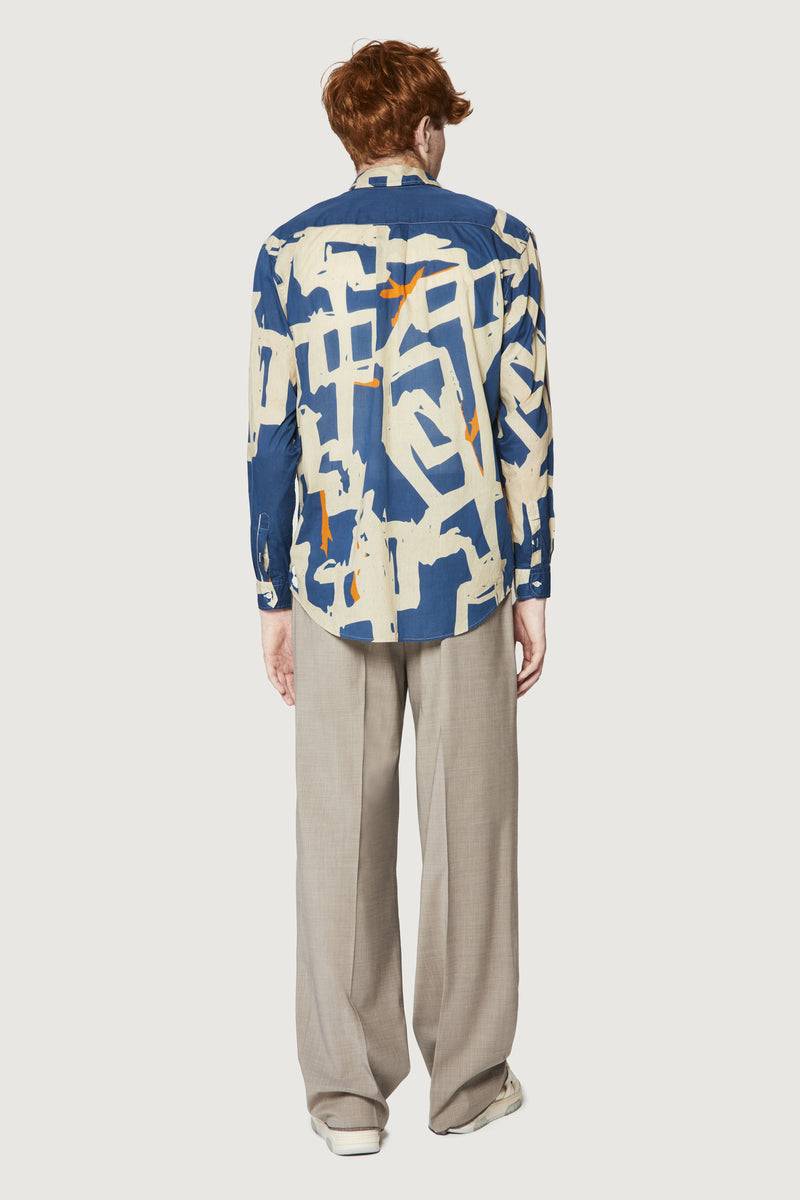 Paura BRUCE OVERSIZED SHIRT MODULO BLUE Negozi Online