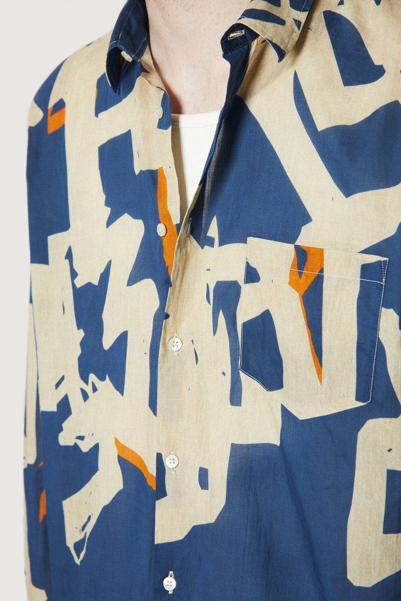 Paura BRUCE OVERSIZED SHIRT MODULO BLUE Negozi Online