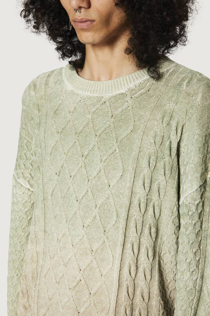 Paura DEREK SWEATER GREEN/BEIGE Vendita Calda