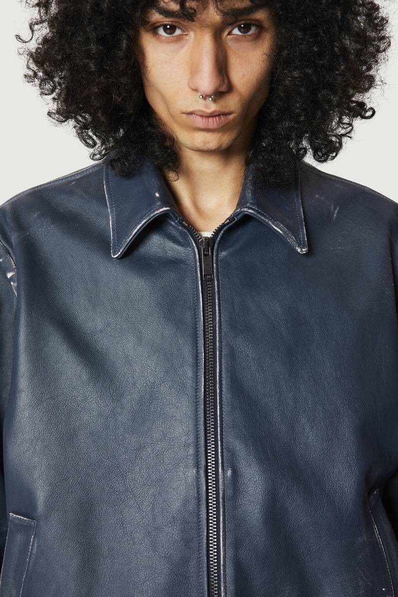Paura EFREM LEATHER JACKET BLUE Vendita Economica