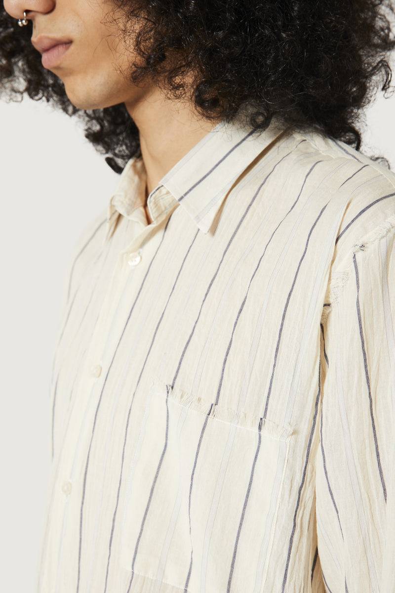 Paura ERZIN OVERSIZED SHIRT OFF-WHITE WITH STRIPES Italia