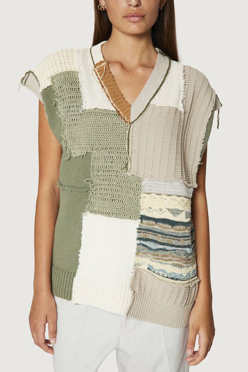 Paura NABIL PATCHWORK VEST MULTICOLOR Saldi