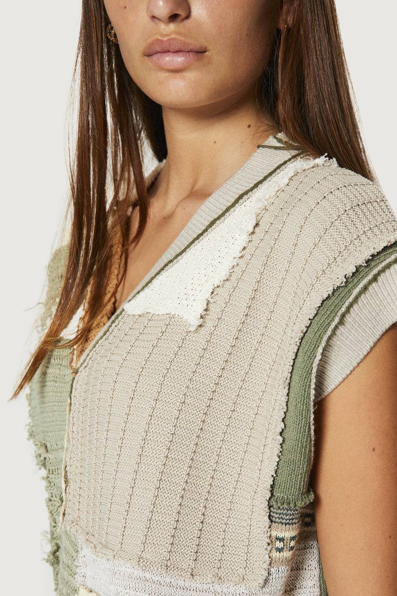 Paura NABIL PATCHWORK VEST MULTICOLOR Saldi