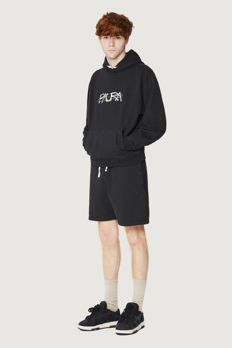 Paura SANTI HOODIE SWEATSHIRT COSMIC LOGO BLACK Nuovo