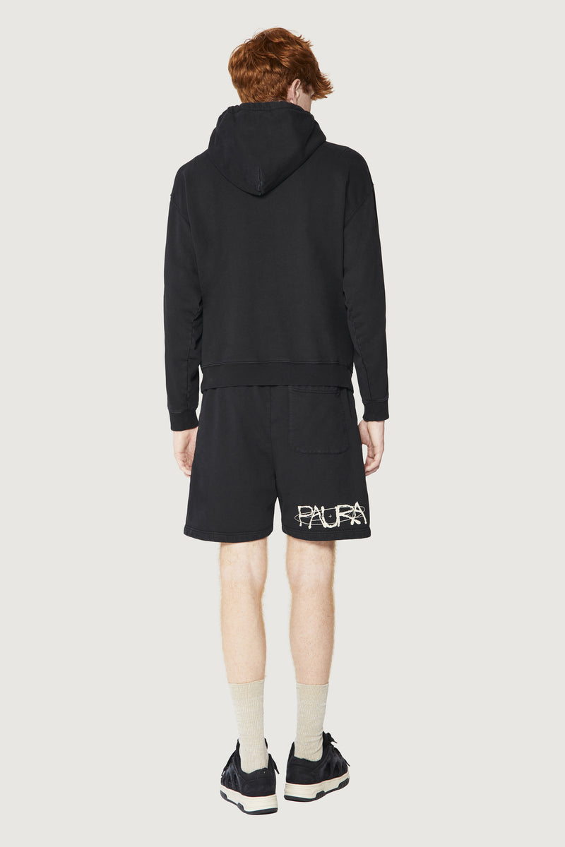 Paura SANTI HOODIE SWEATSHIRT COSMIC LOGO BLACK Nuovo