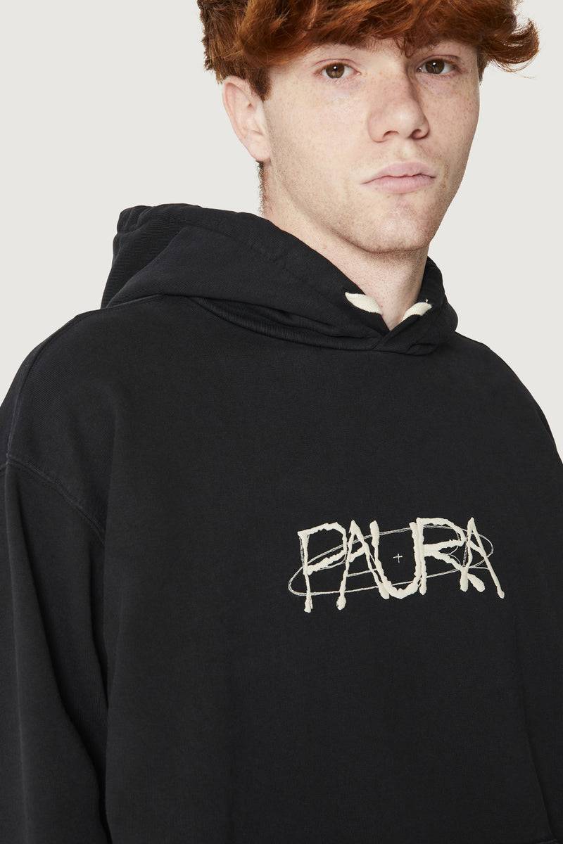 Paura SANTI HOODIE SWEATSHIRT COSMIC LOGO BLACK Nuovo