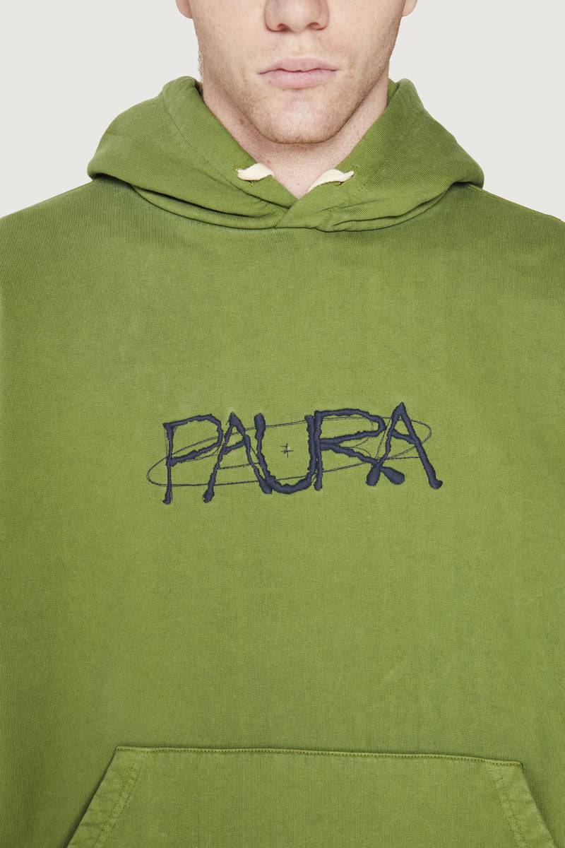 Paura SANTI HOODIE SWEATSHIRT COSMIC LOGO GREEN Qualità